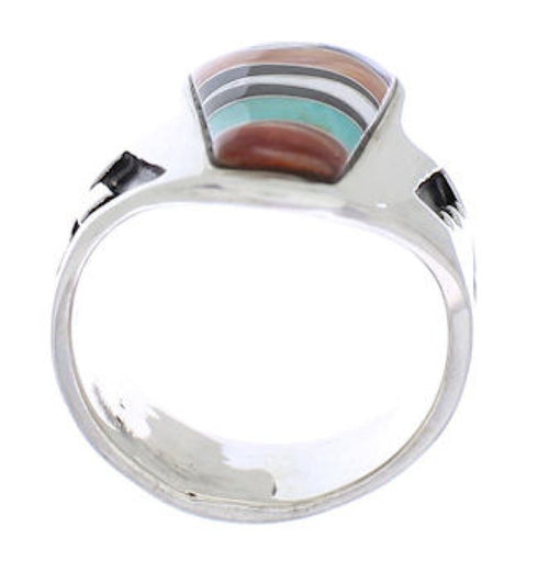 Sterling Silver Southwestern Multicolor Ring Size 6-1/4 EX61096